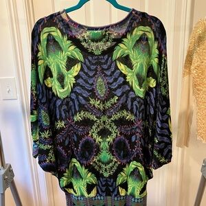 Custo Barcelona printed knit top.  Batwing sleeves.  Size M.